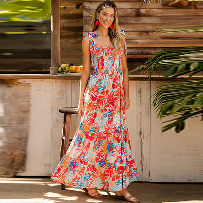 Gala - Fashionable sleeveless and strappy loose dress