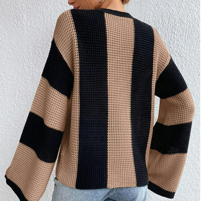 Women's Vintage Style Crew Neck Long Sleeve Knitted Sweater