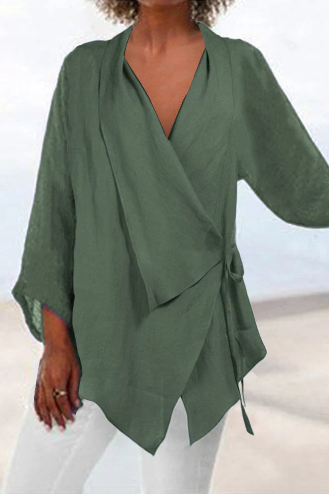 Bless | Solid Color Lace Up Top