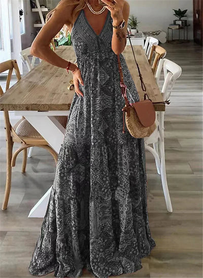 Maria - Women's Bohemian Strap Dress High Waist Printed Dresses
