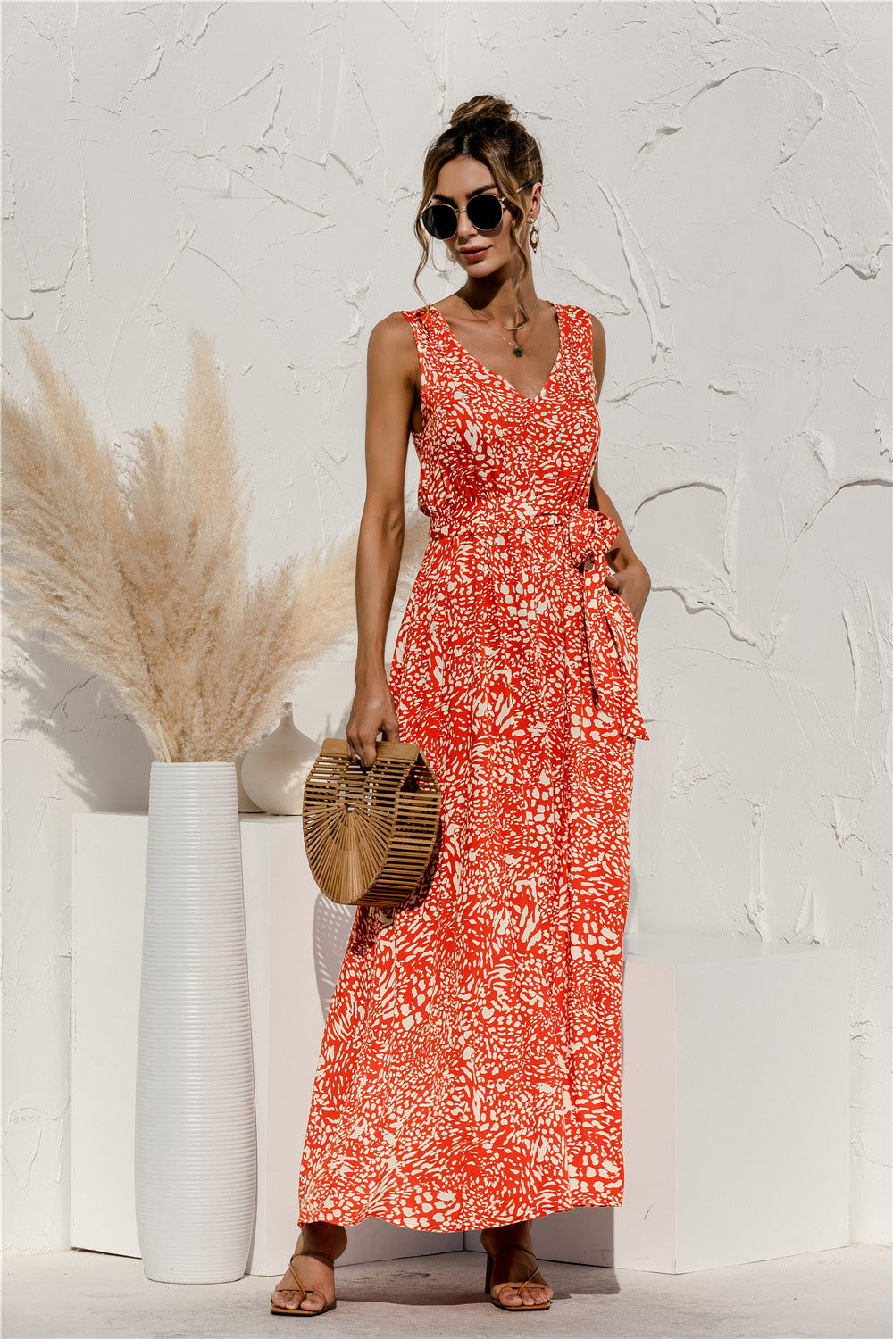 Mariona - Summer dress with bow and print