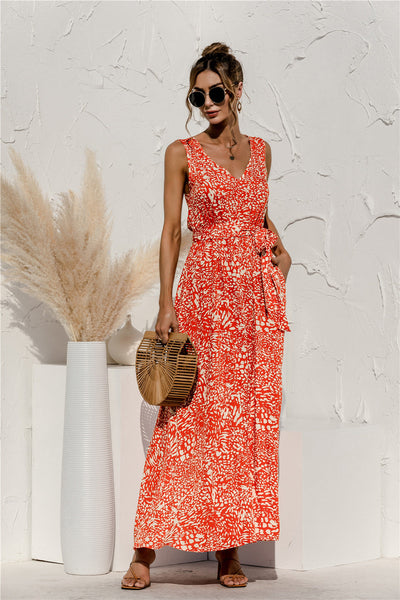 Mariona - Summer dress with bow and print