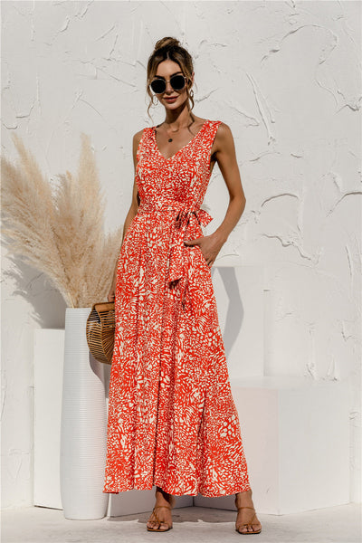 Mariona - Summer dress with bow and print
