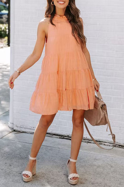 Diana - Elegant dress with flared skirt and pleated collar