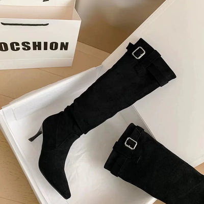 Comfortable thin-heeled boots