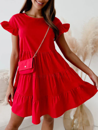 Diana - Dresses with wide sleeves, round neckline and irregular hem