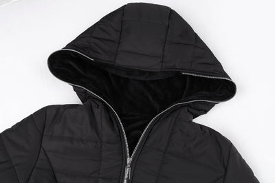 Elegant and warm women's parka with a deep hood