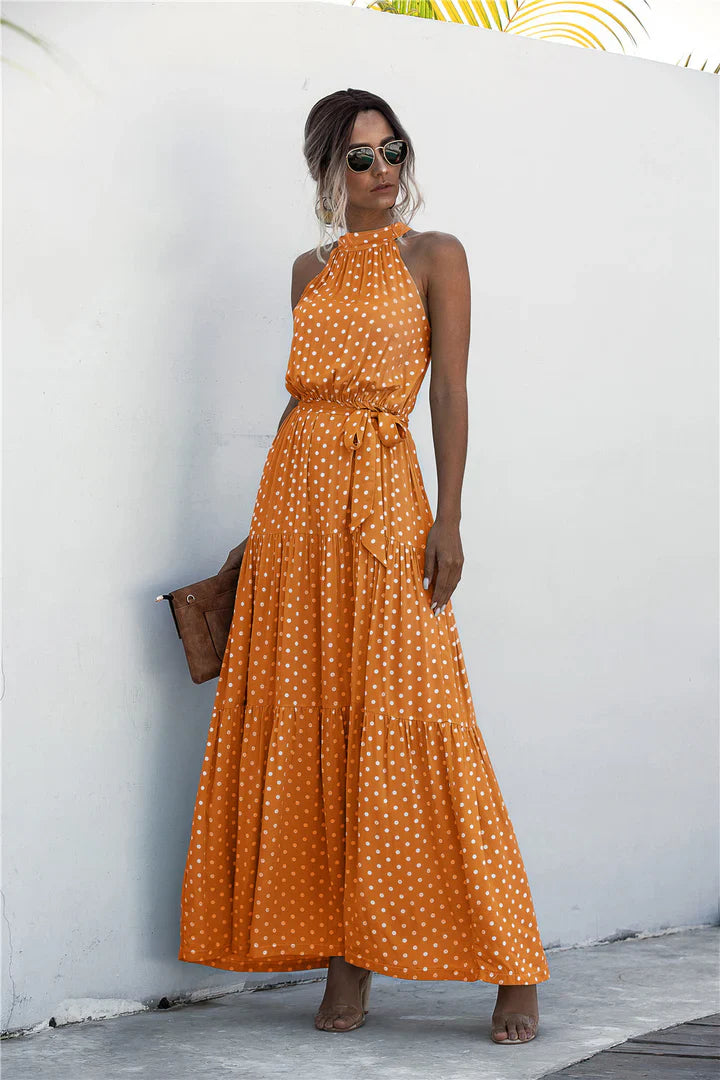 Melissa - Sleeveless round neck dress with summer print