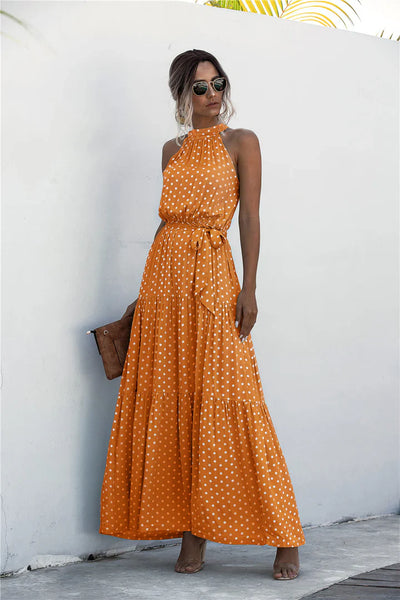 Melissa - Sleeveless round neck dress with summer print