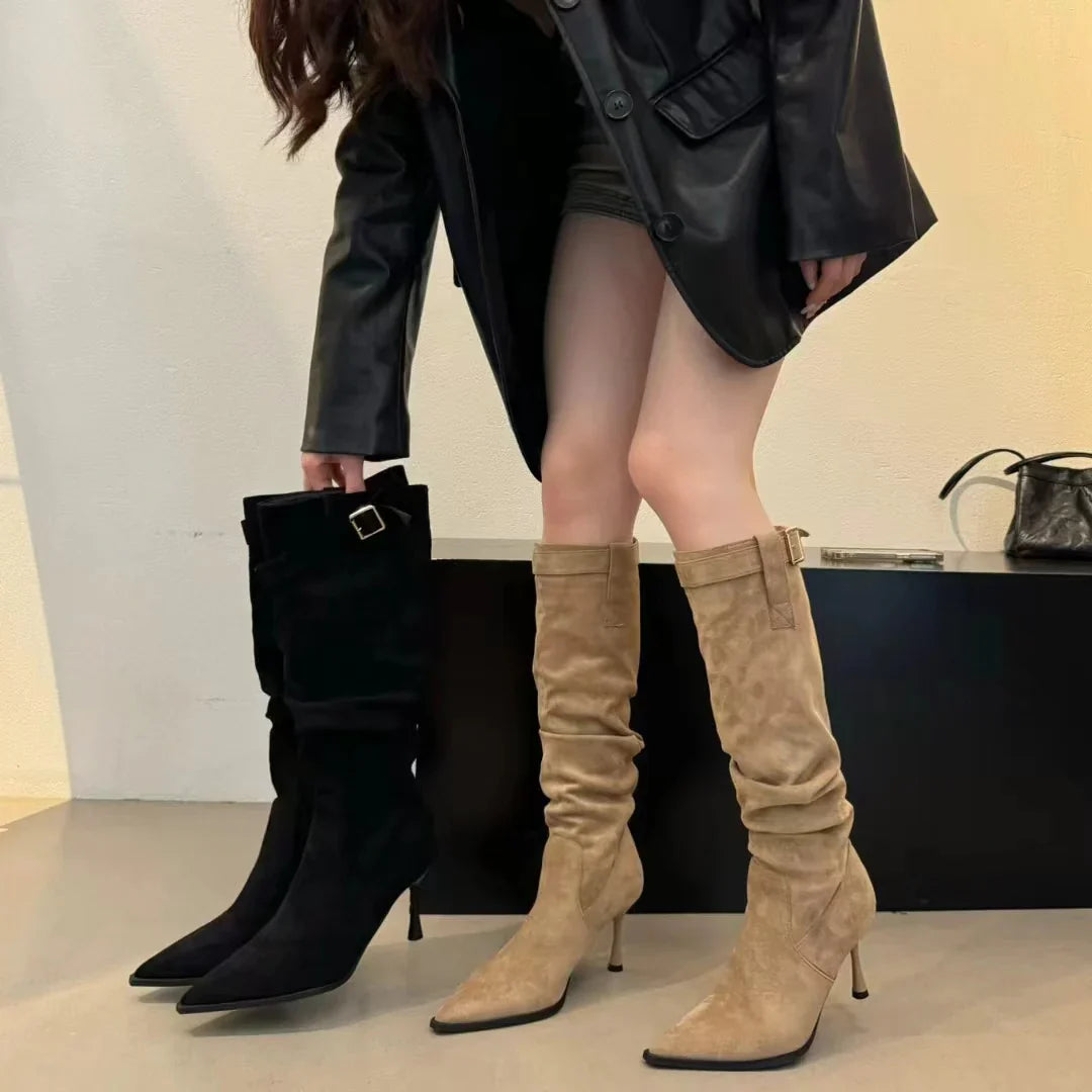 Comfortable thin-heeled boots
