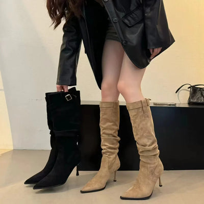 Comfortable thin-heeled boots