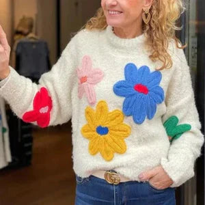 Erola - Knitted sweater with floral print
