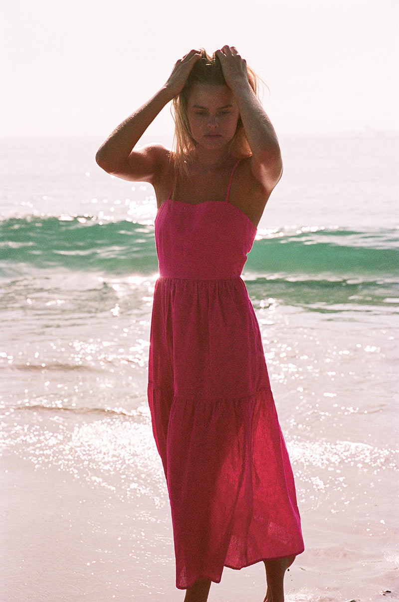 Lightweight summer midi dress with thin straps