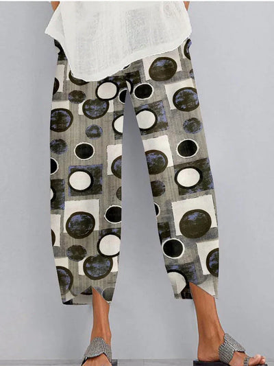 Laura - Pocket trousers with printed elastic waistband