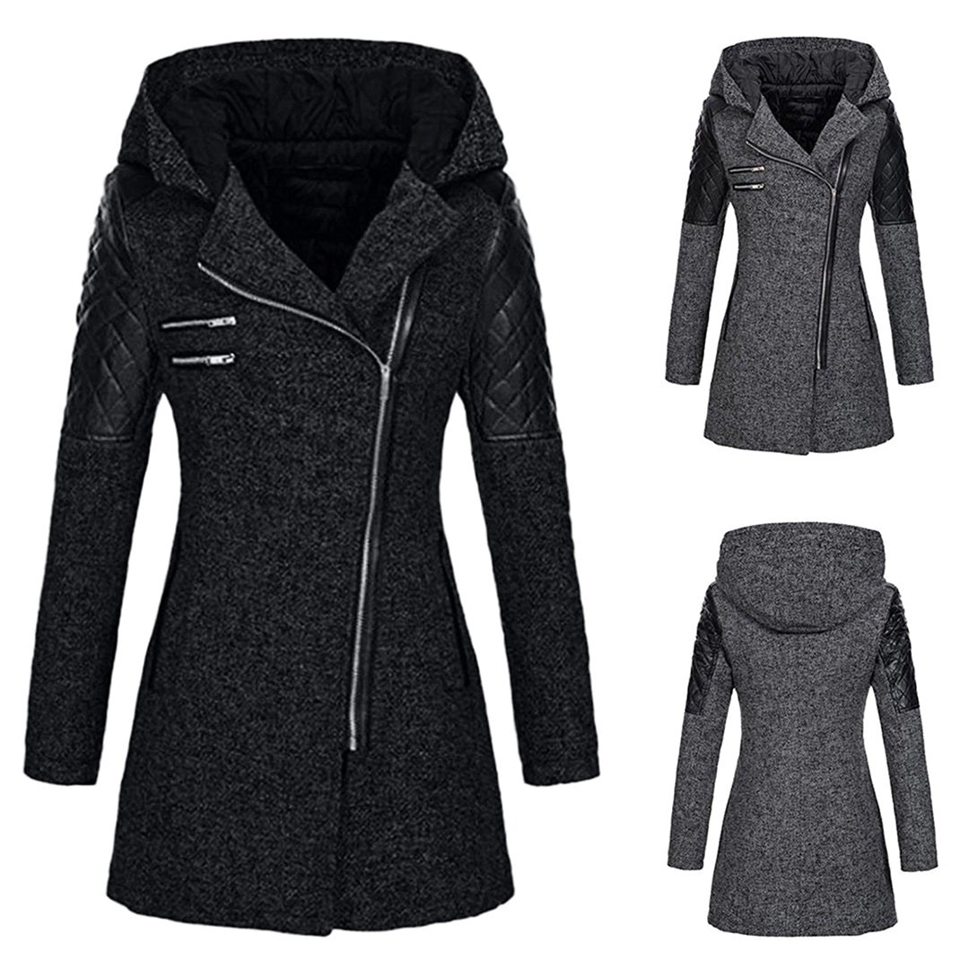 Women's winter coat with modern design and deep hood