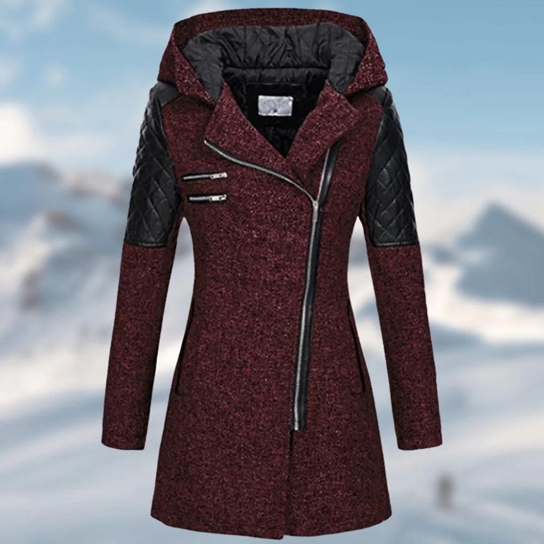 Women's winter coat with modern design and deep hood