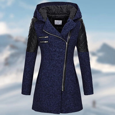 Women's winter coat with modern design and deep hood