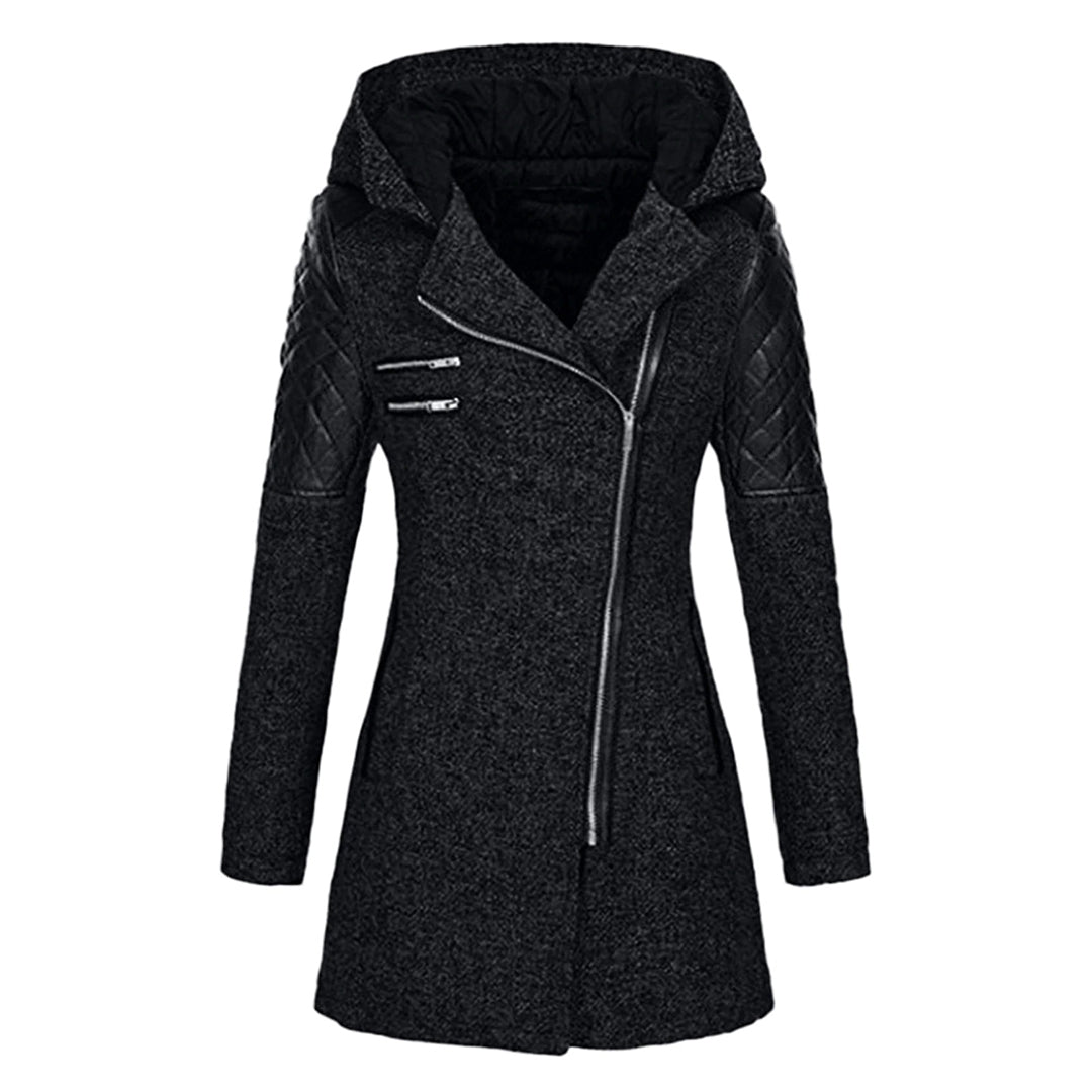 Women's winter coat with modern design and deep hood