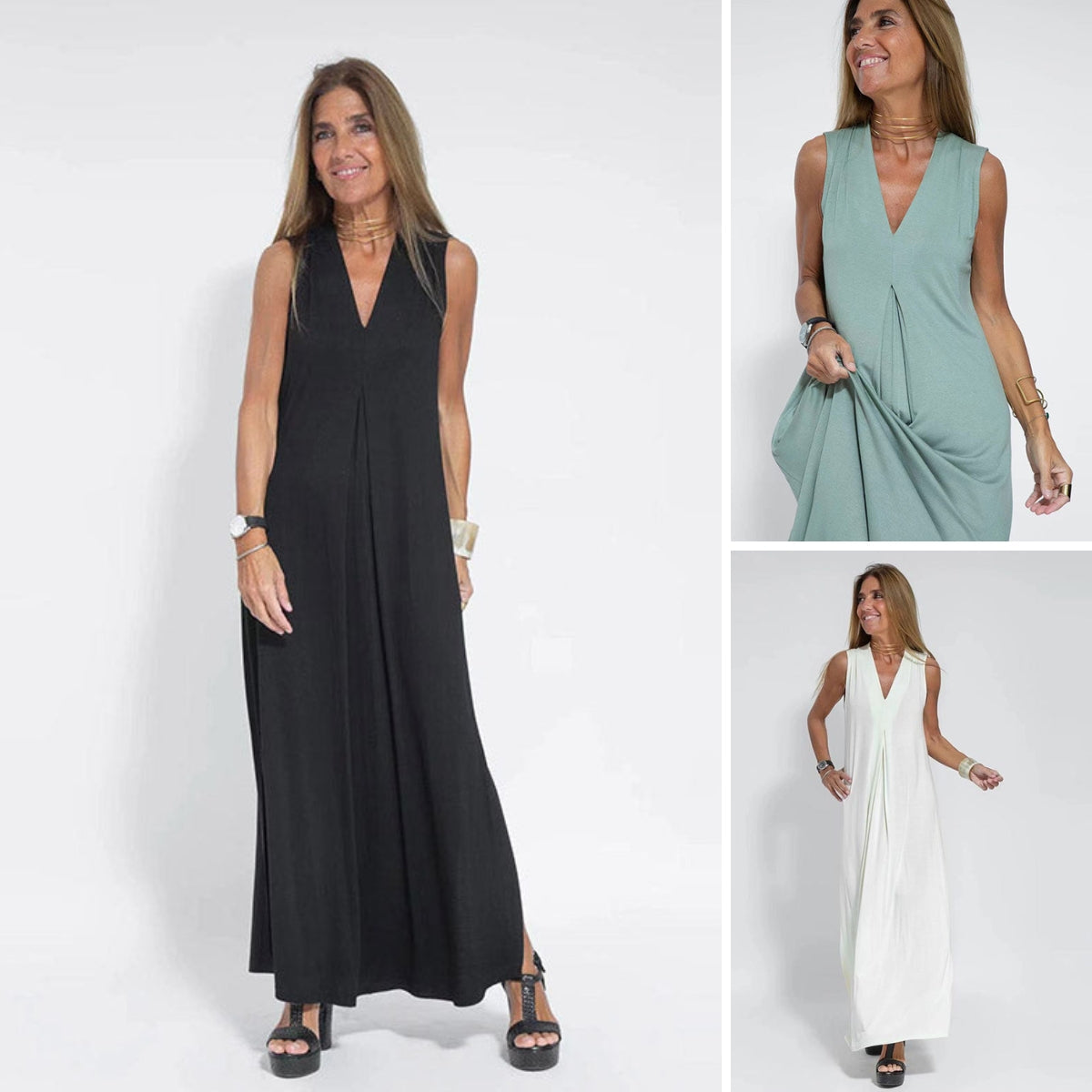 Elegant vest and long dress set for a sophisticated look