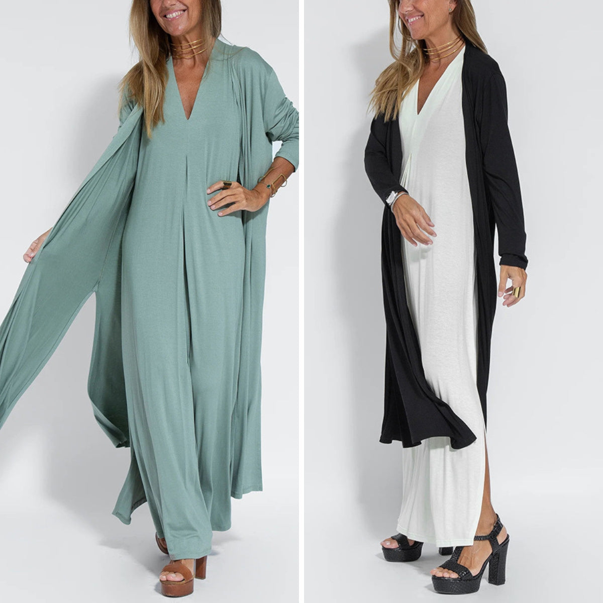 Elegant vest and long dress set for a sophisticated look