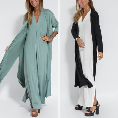 Elegant vest and long dress set for a sophisticated look