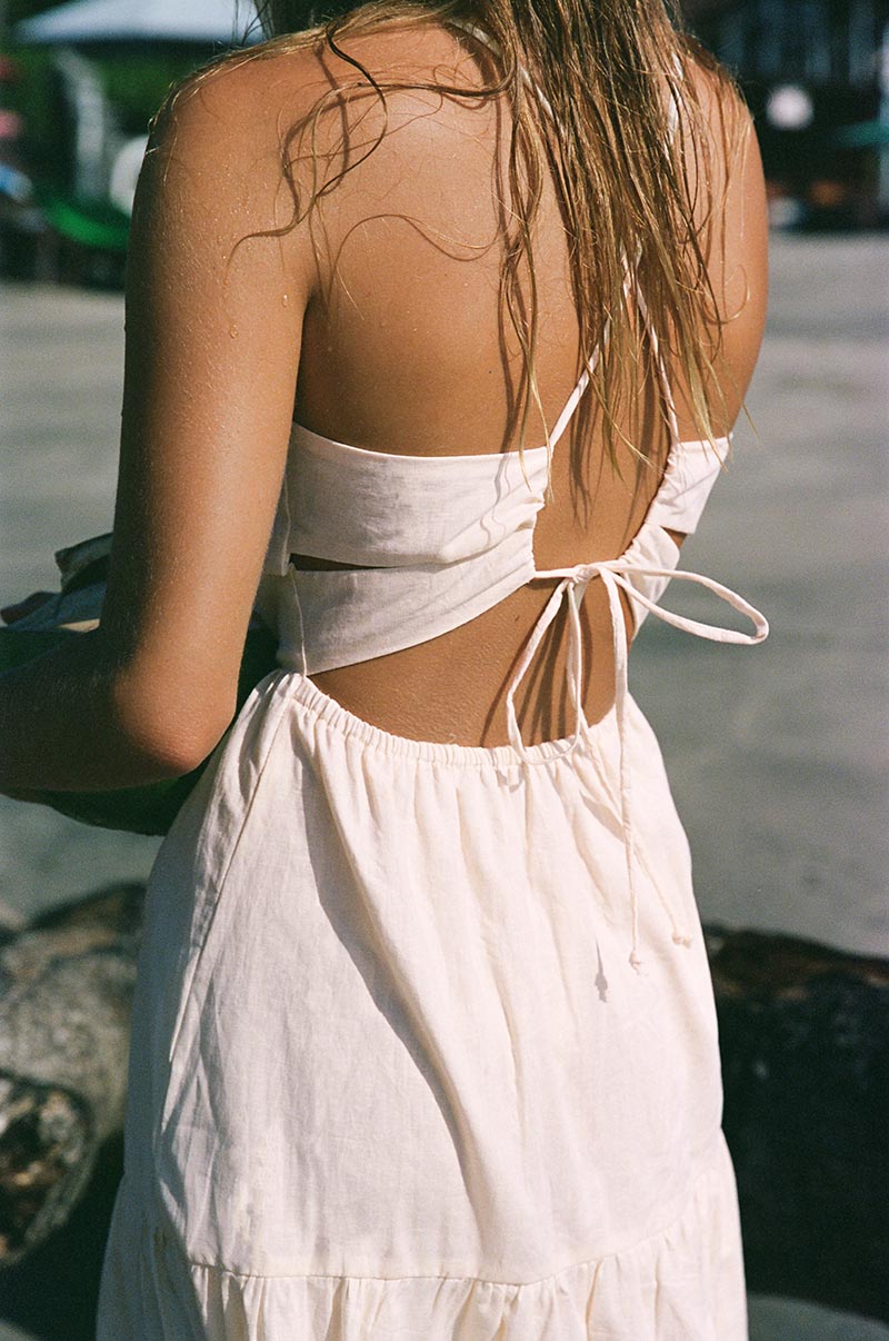 Lightweight summer midi dress with thin straps