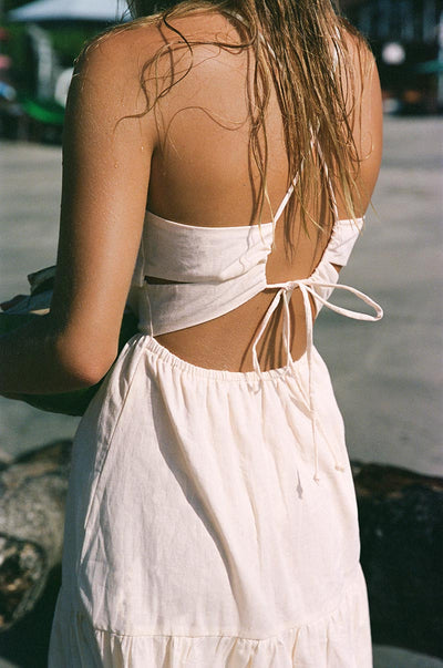 Lightweight summer midi dress with thin straps