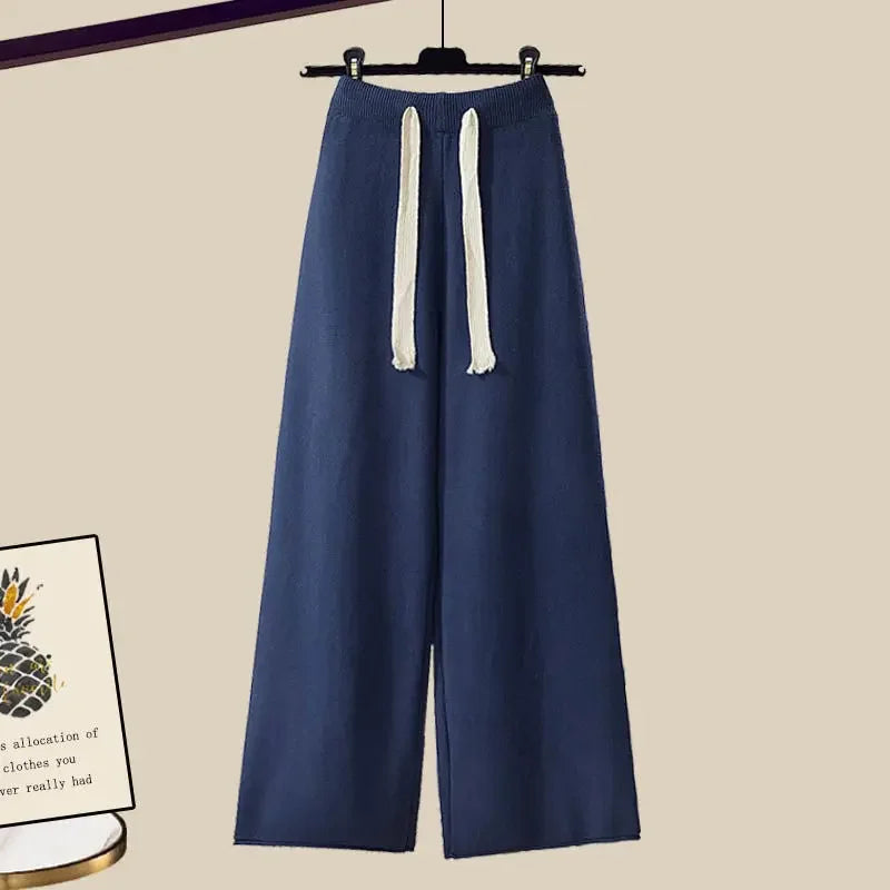 Women's two-piece set, sweater and wide-legged pants, comfortable and warm