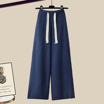 Women's two-piece set, sweater and wide-legged pants, comfortable and warm