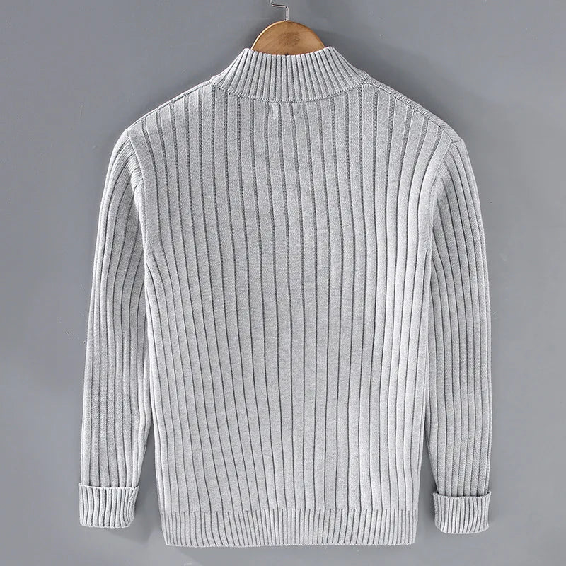 Men's zip-up cardigan with modern design
