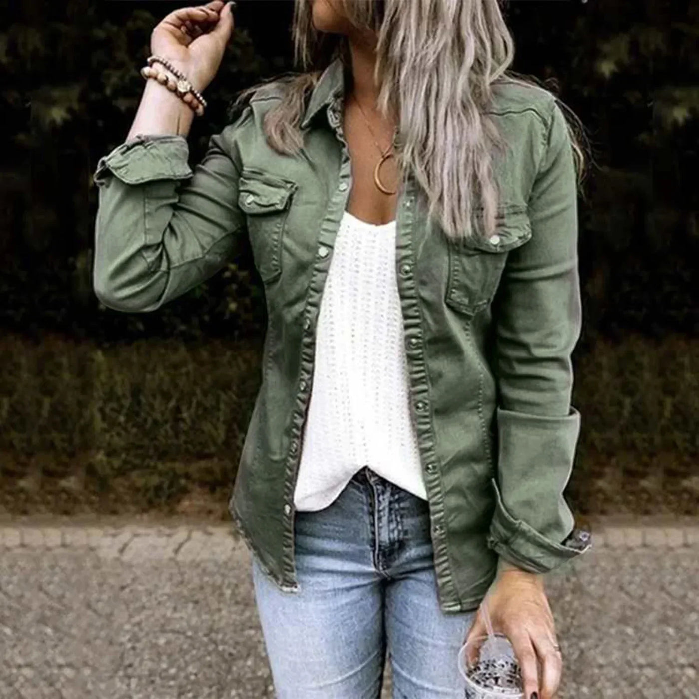 Women's Casual Solid Color Long Sleeve Coat Jacket