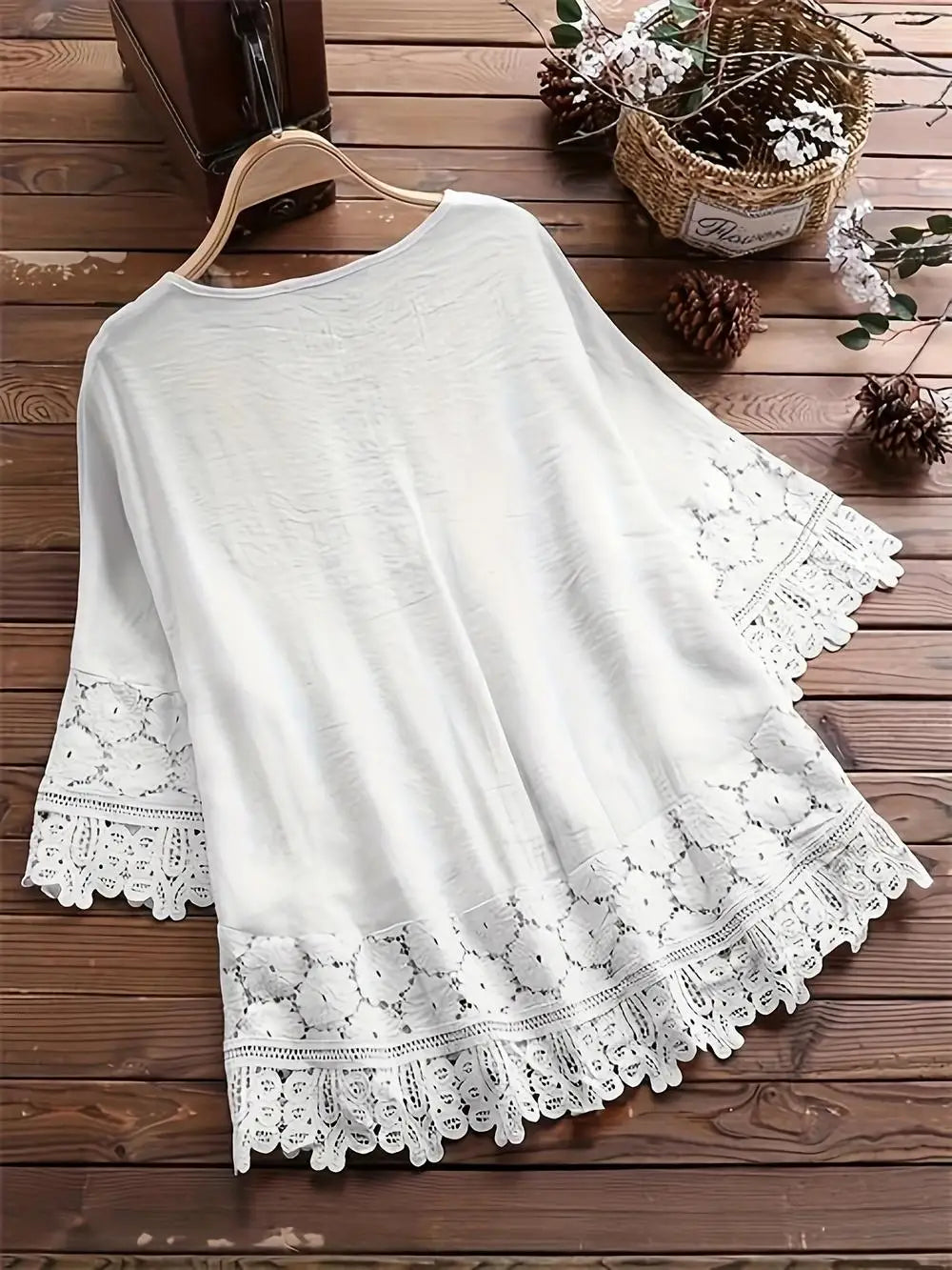Carol - Sophisticated embroidered lace blouse