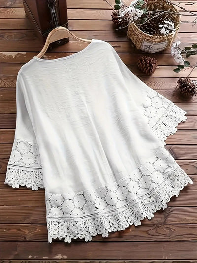 Carol - Sophisticated embroidered lace blouse