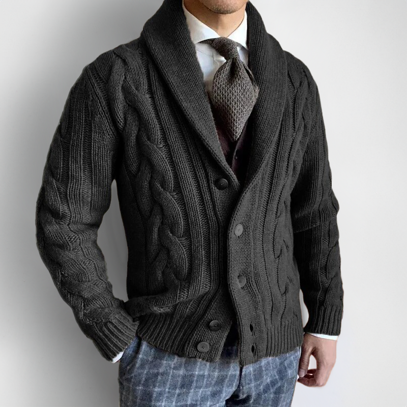 Men's knitted cardigan with an original collar: style and comfort