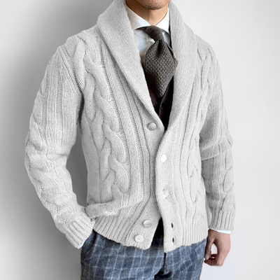 Men's knitted cardigan with an original collar: style and comfort