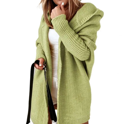 Berta - Long-sleeved knitted cardigan with hood