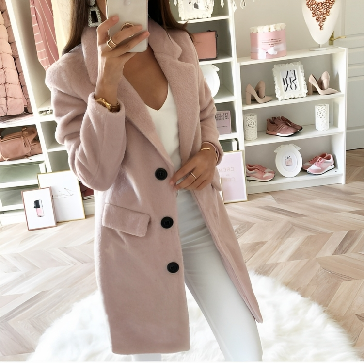 Elegant Women's Winter Coat with Buttoned Lapels