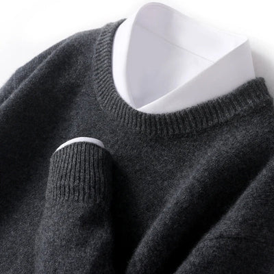Modern men's sweater with double collar design