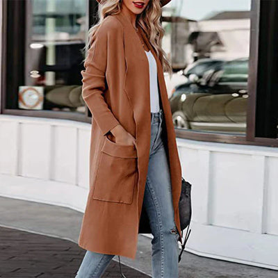 Elegant off-the-shoulder open-front cardigan for effortless style