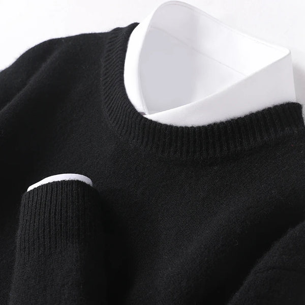 Modern men's sweater with double collar design