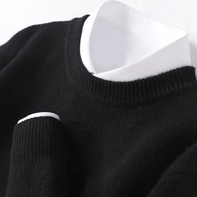 Modern men's sweater with double collar design