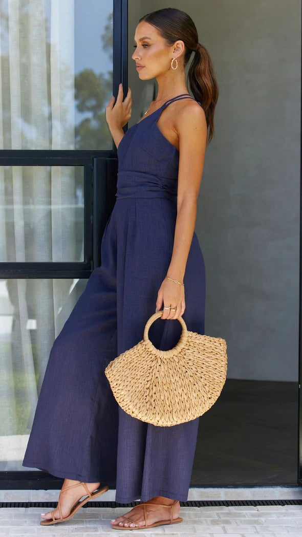 Women's Summer Wide Leg One Shoulder Jumpsuit