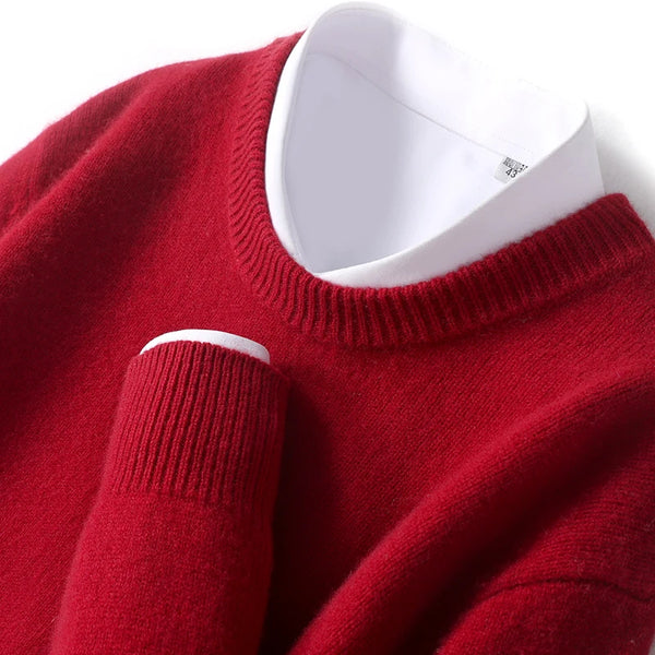 Modern men's sweater with double collar design