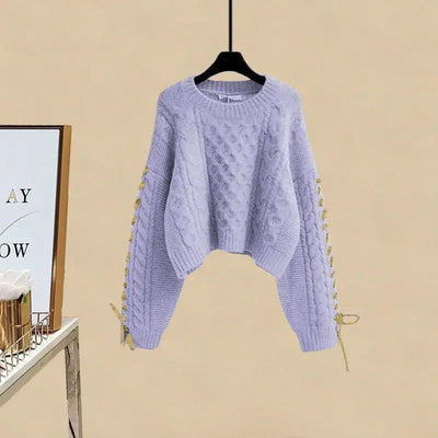 Women's two-piece set, sweater and wide-legged pants, comfortable and warm