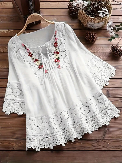 Carol - Sophisticated embroidered lace blouse