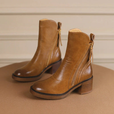 Short Heeled Ankle Boots for Elegant Women