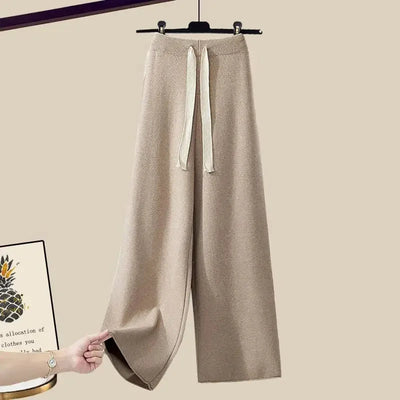 Women's two-piece set, sweater and wide-legged pants, comfortable and warm