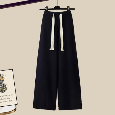 Women's two-piece set, sweater and wide-legged pants, comfortable and warm