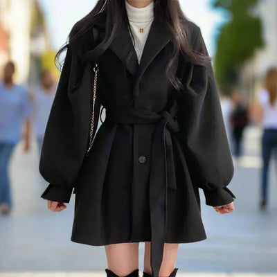 Classic women's belted coat, modern design