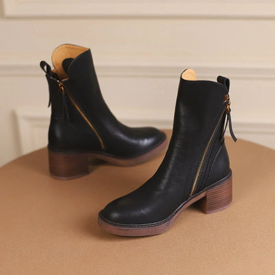 Short Heeled Ankle Boots for Elegant Women